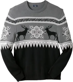 KingSize Men's Big & Tall Holiday Crewneck Sweater