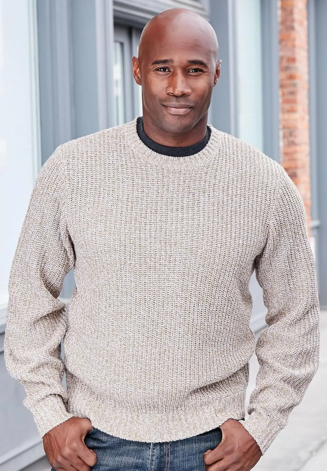KingSize Men's Big & Tall Shaker Knit Crewneck Sweater