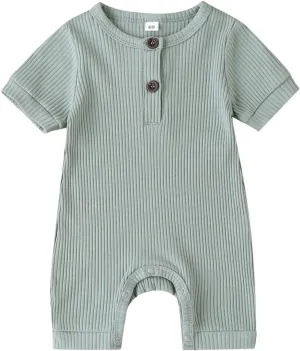 Kuriozud Newborn Infant Unisex Baby Boy Girl Clothes Button Romper Jumpsuit Basic One Piece Outfits