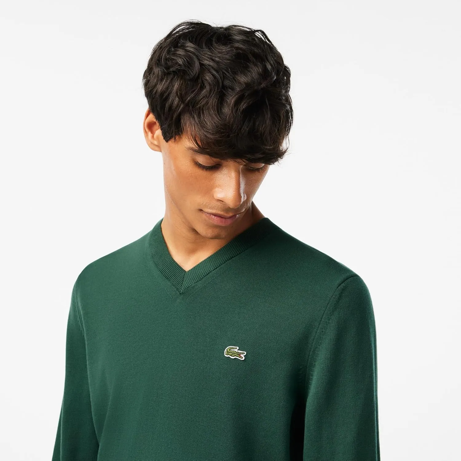 Lacoste Men's Monochrome Cotton V Neck Sweater