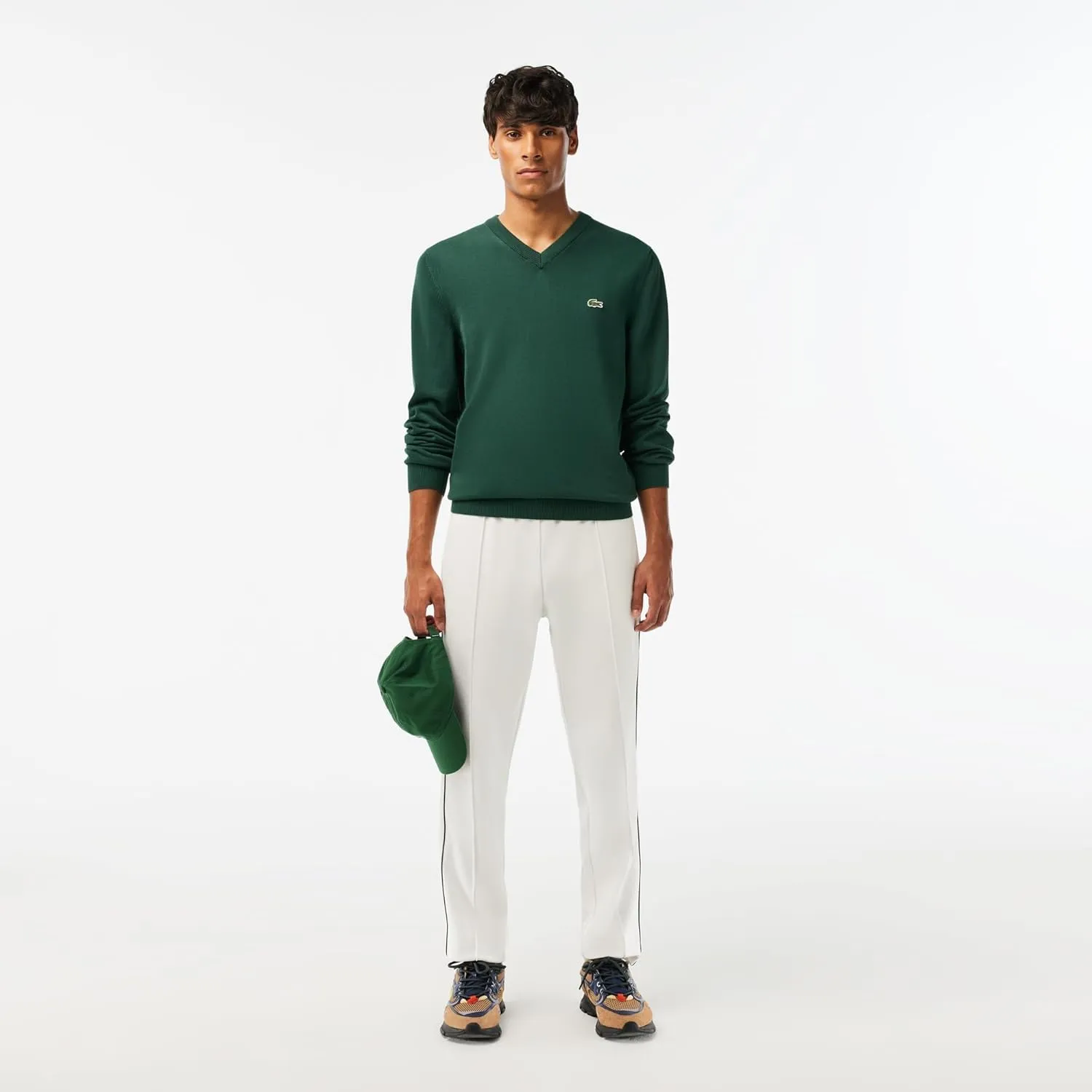 Lacoste Men's Monochrome Cotton V Neck Sweater