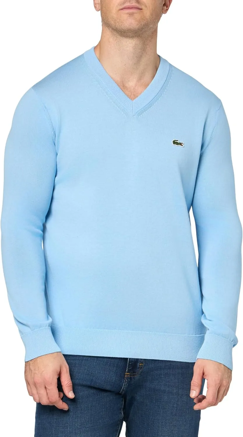 Lacoste Men's Monochrome Cotton V Neck Sweater