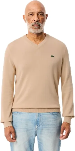 Lacoste Men's Monochrome Cotton V Neck Sweater