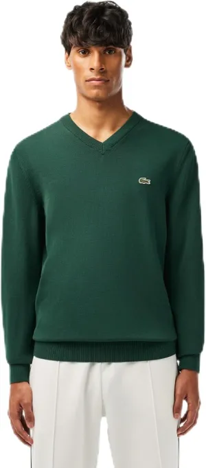 Lacoste Men's Monochrome Cotton V Neck Sweater
