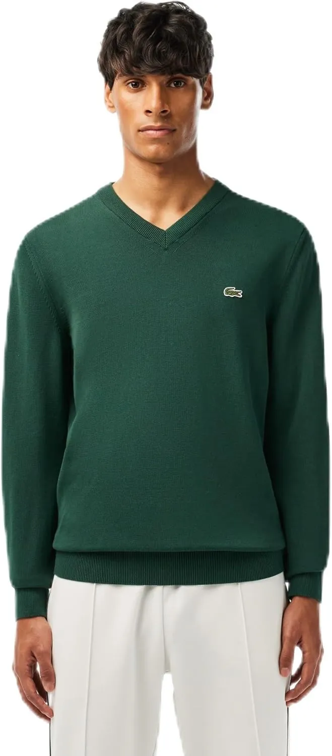Lacoste Men's Monochrome Cotton V Neck Sweater
