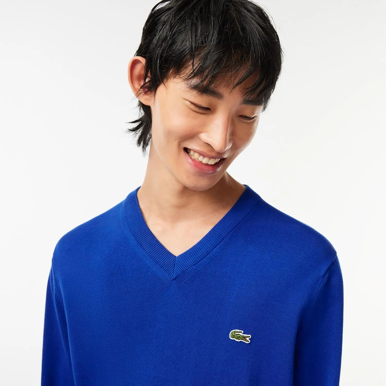 Lacoste Men's Monochrome Cotton V Neck Sweater