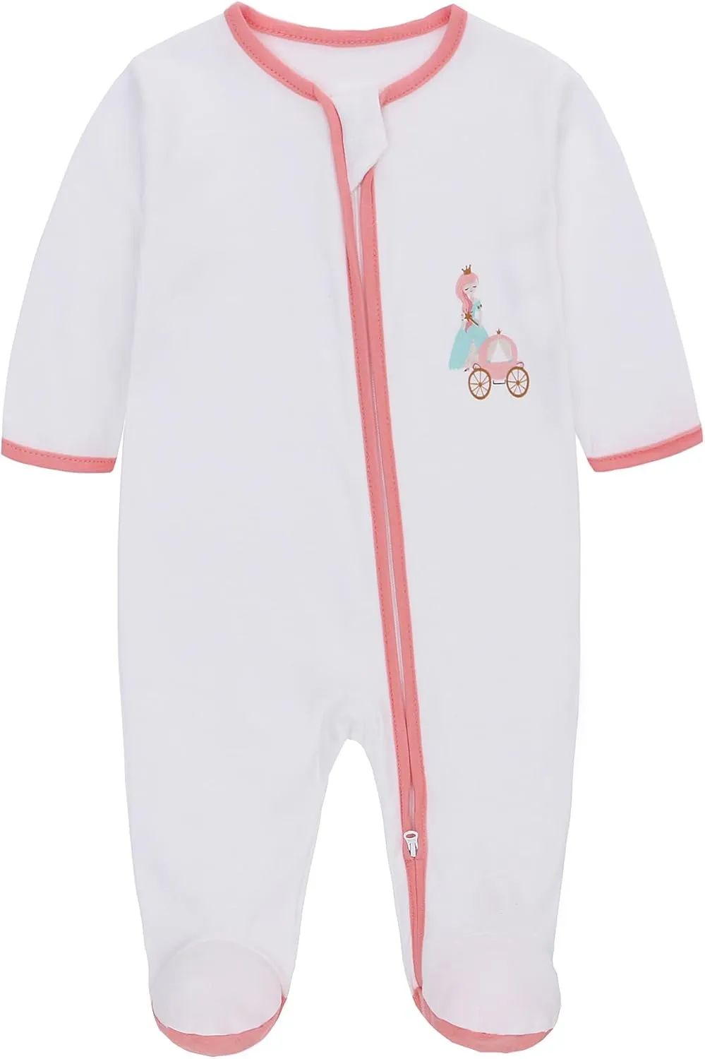 LAT 3 Pcs Baby Sleep and Play Pajamas,100% Organic Cotton Infant Girls Boys One-Piece Footies Romper Newborn,Zipper