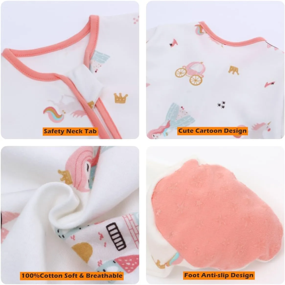 LAT 3 Pcs Baby Sleep and Play Pajamas,100% Organic Cotton Infant Girls Boys One-Piece Footies Romper Newborn,Zipper