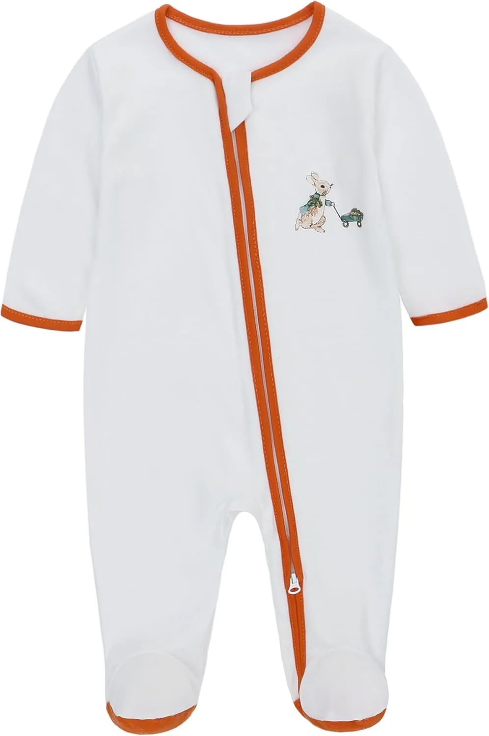 LAT 3 Pcs Baby Sleep and Play Pajamas,100% Organic Cotton Infant Girls Boys One-Piece Footies Romper Newborn,Zipper