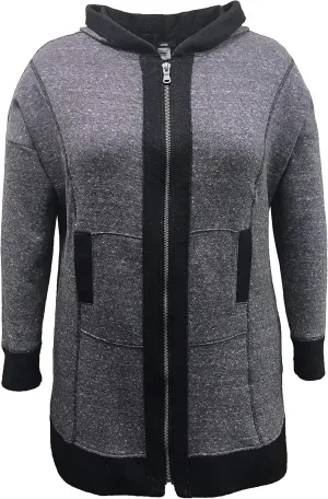 LEEBE Women's Plus Size Tunic Length Zip-Up Hoodie (1X-5X)