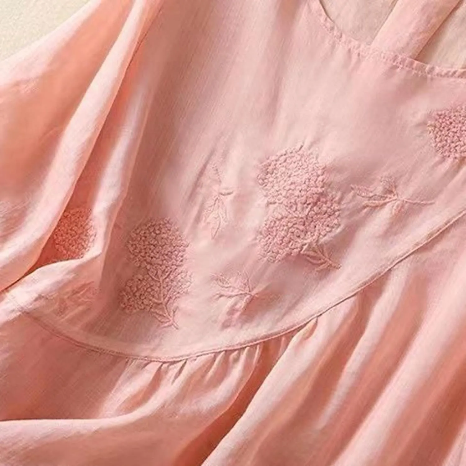Linen Shirts for Women Vintage Embroidered Blouse Short Sleeve Summer Casual Dressy Loose Crew Neck Boho Tops
