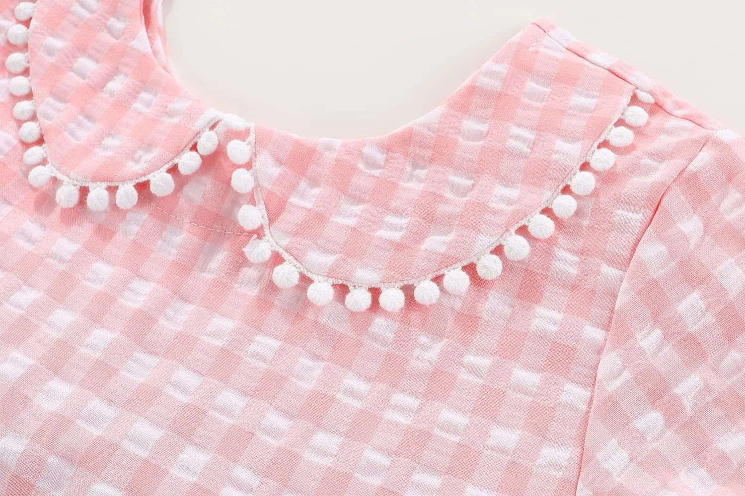 Little Girls Dresses Short Sleeve Cotton Plaid Kids Summer Dress