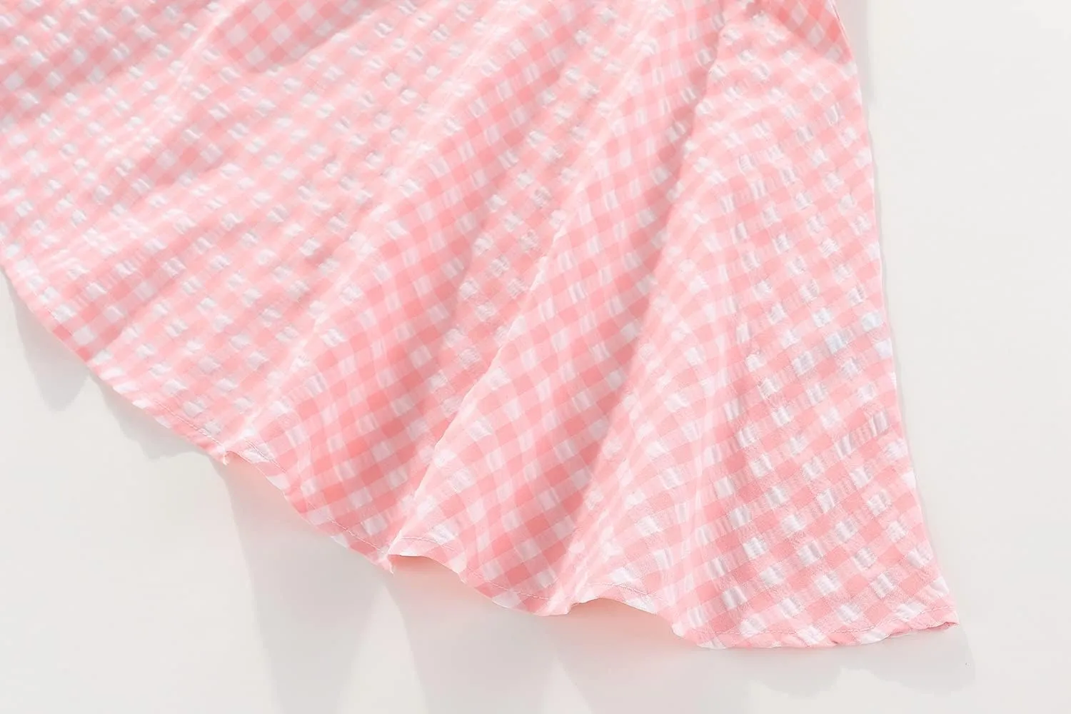 Little Girls Dresses Short Sleeve Cotton Plaid Kids Summer Dress