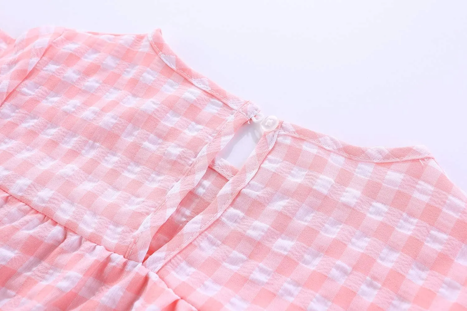 Little Girls Dresses Short Sleeve Cotton Plaid Kids Summer Dress