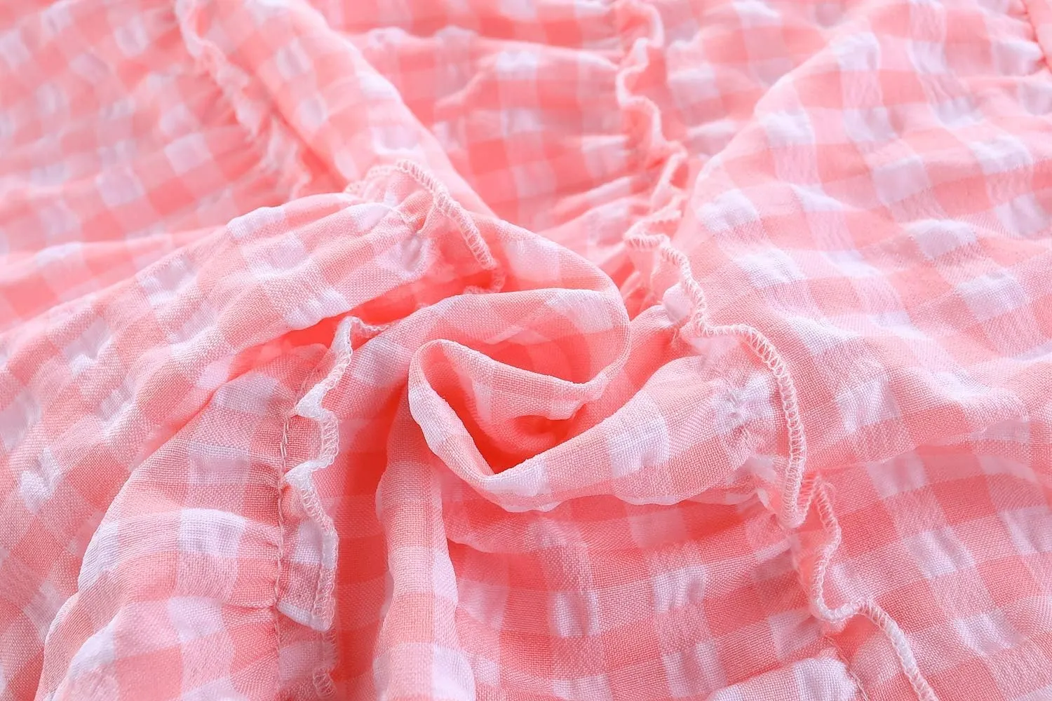 Little Girls Dresses Short Sleeve Cotton Plaid Kids Summer Dress