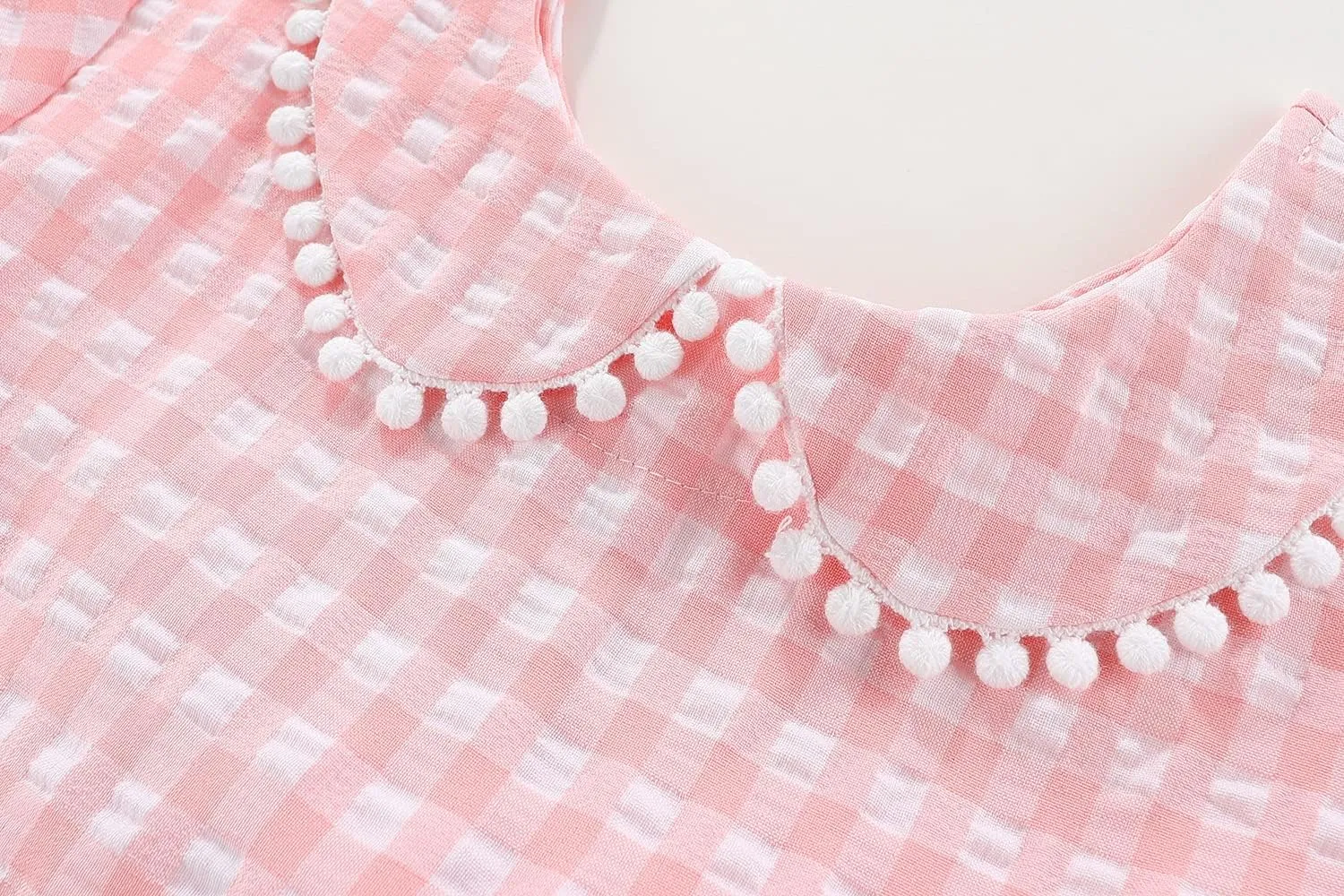 Little Girls Dresses Short Sleeve Cotton Plaid Kids Summer Dress