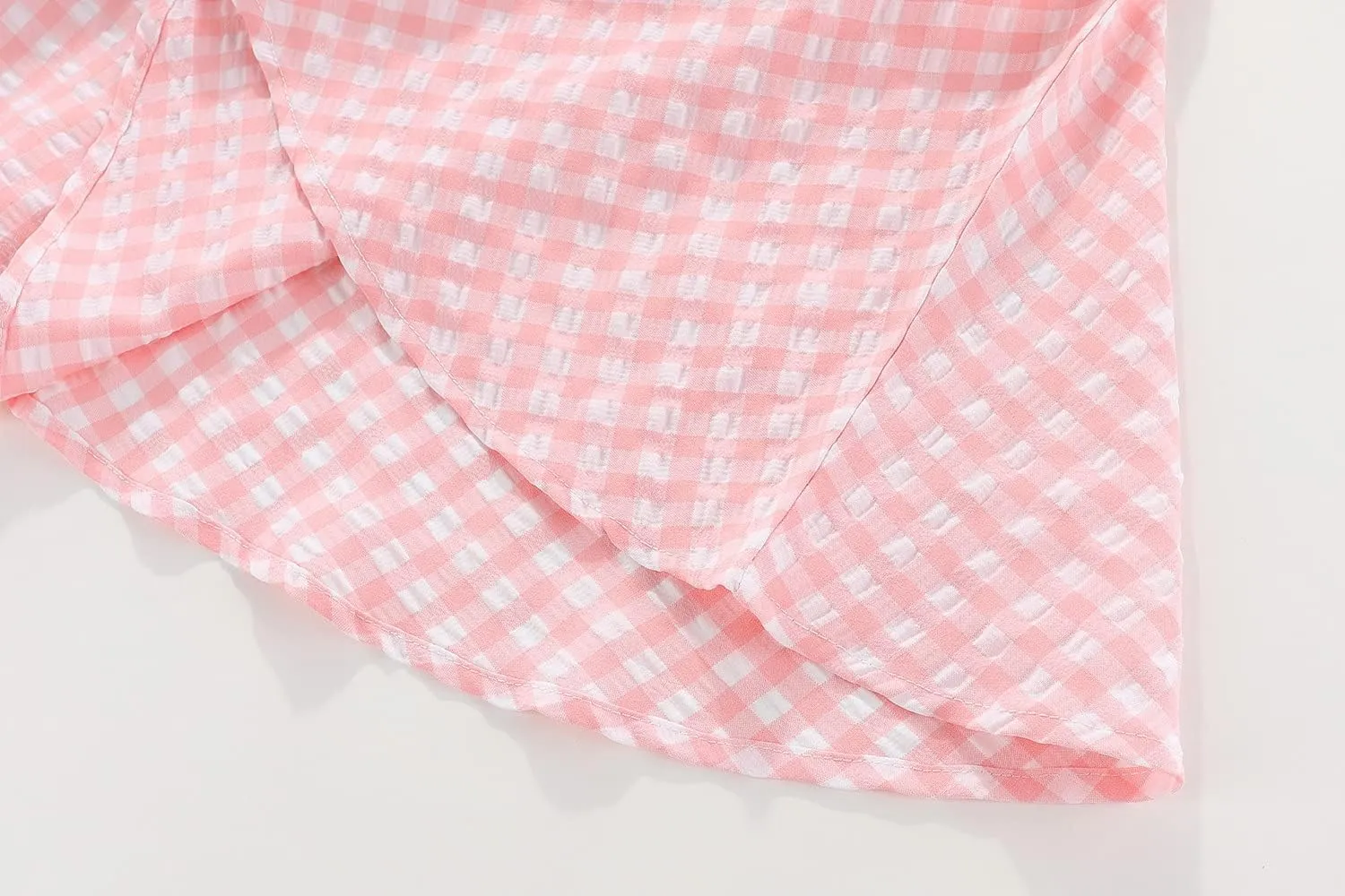 Little Girls Dresses Short Sleeve Cotton Plaid Kids Summer Dress
