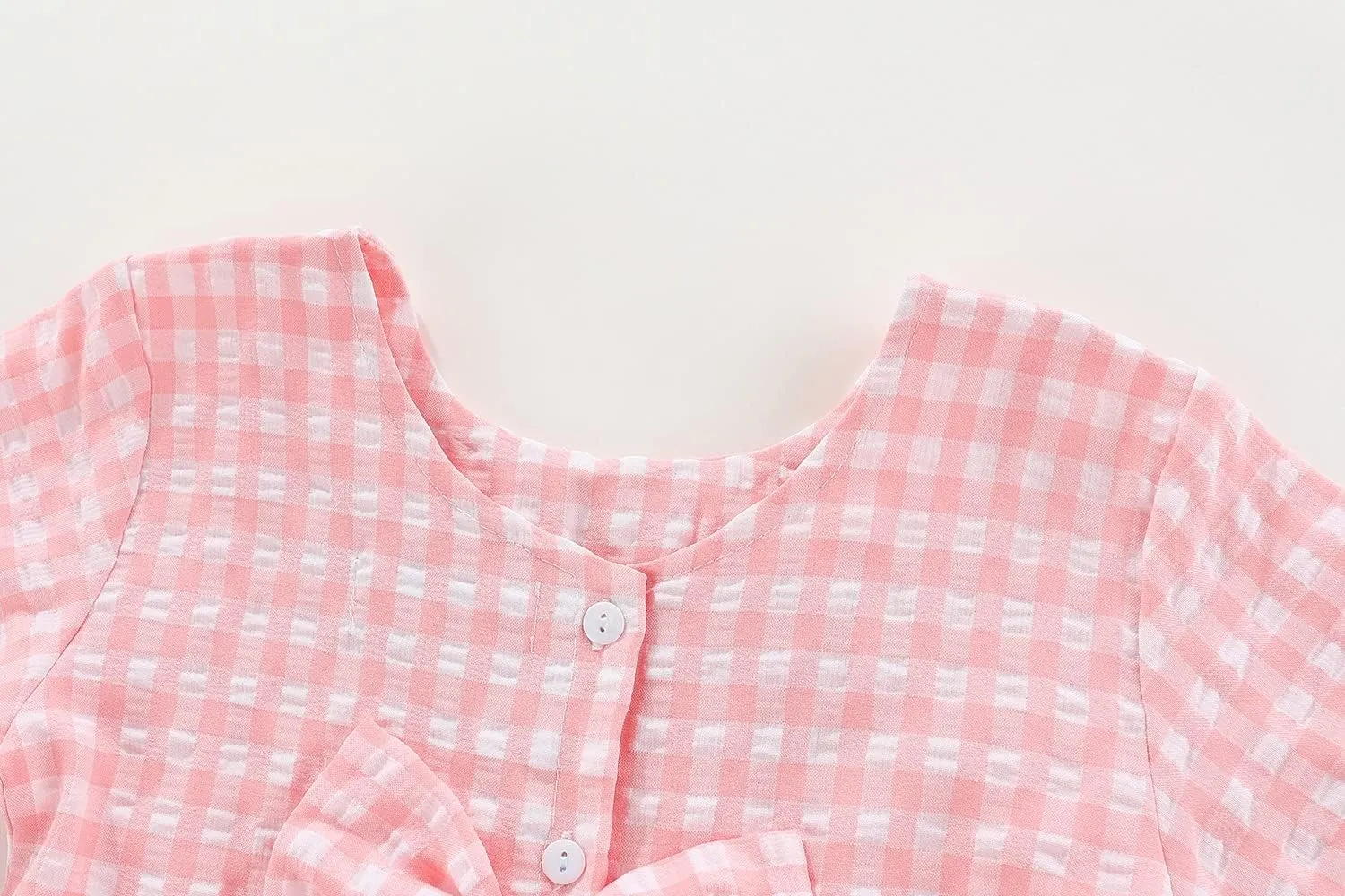 Little Girls Dresses Short Sleeve Cotton Plaid Kids Summer Dress