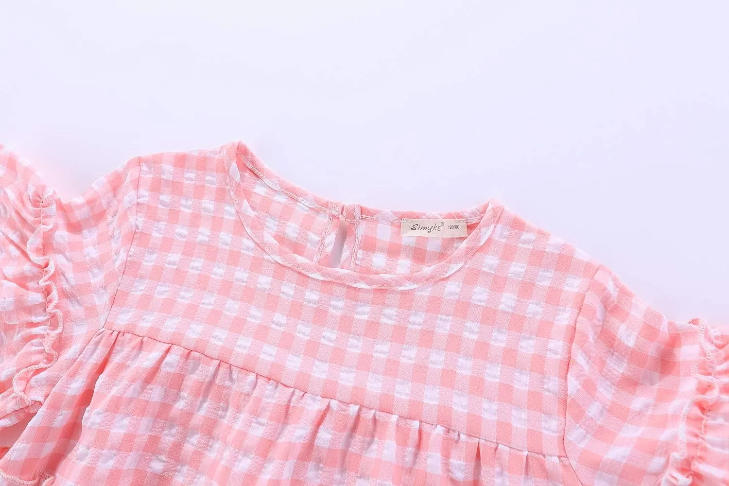 Little Girls Dresses Short Sleeve Cotton Plaid Kids Summer Dress