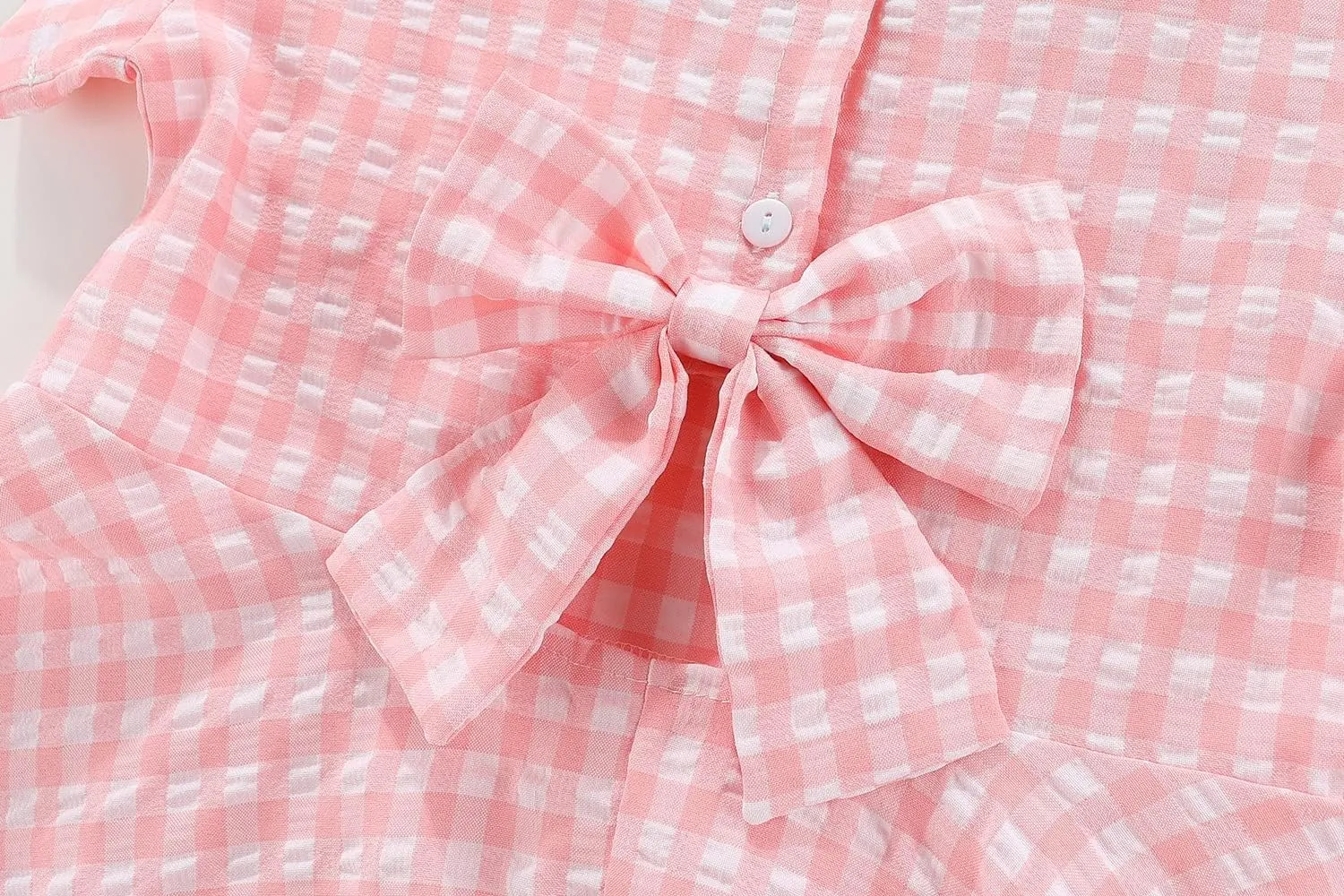 Little Girls Dresses Short Sleeve Cotton Plaid Kids Summer Dress