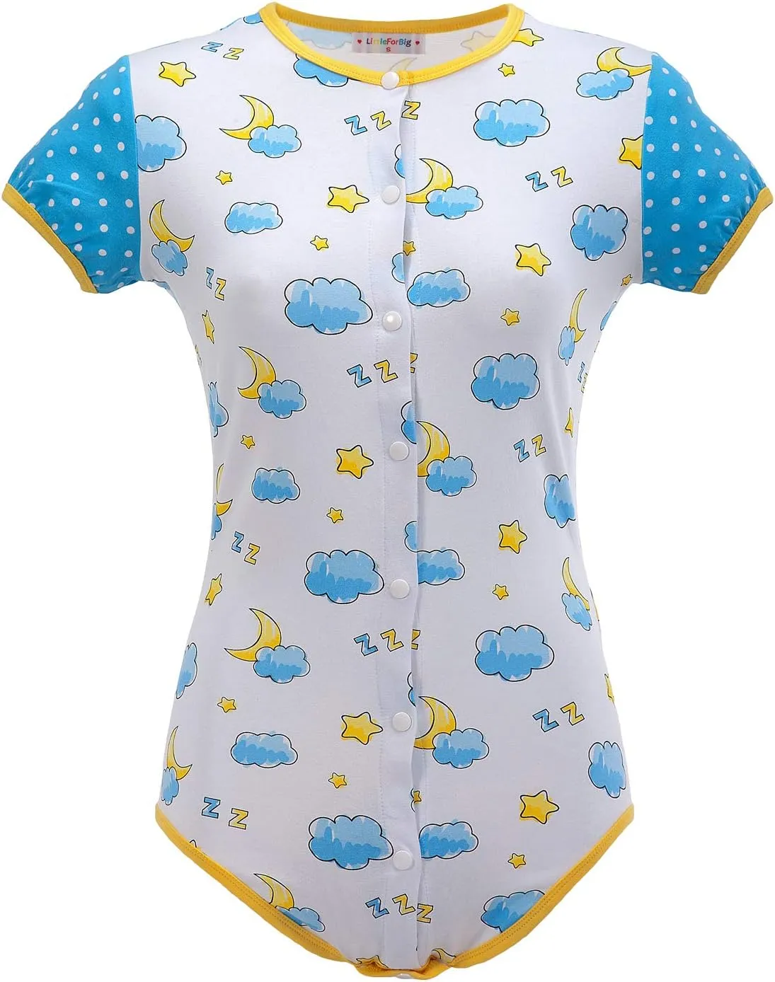 Littleforbig Adult Baby Onesie Diaper Lover (ABDL) Button Crotch Romper Onesie Pajamas-Baby Sleepytime Onesie