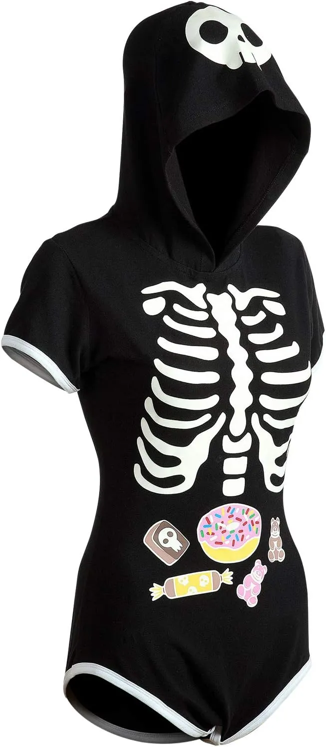 Littleforbig Cotton Romper Onesie Pajamas Bodysuit - Sweet Reaper Night-Glow Halloween
