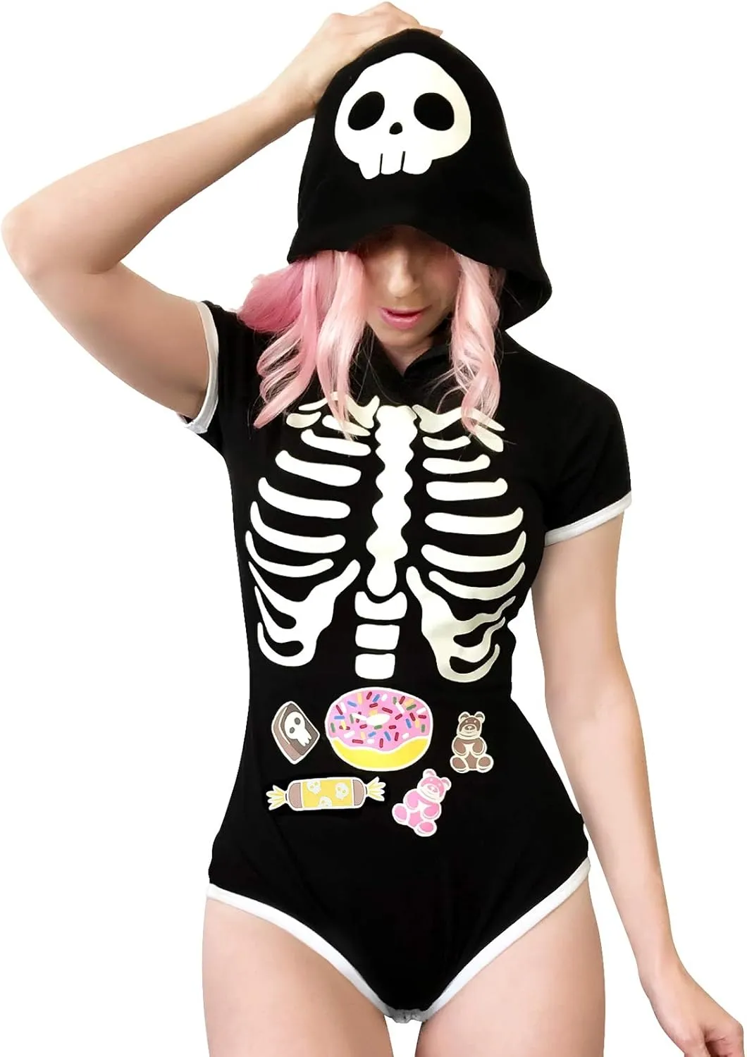 Littleforbig Cotton Romper Onesie Pajamas Bodysuit - Sweet Reaper Night-Glow Halloween