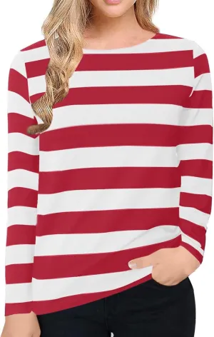 Long Sleeve Sweatshirt Crewneck Striped Colour Block Casual Pullover Top Fashion Fall Lightweight Fleece Shirt