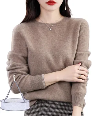 LOSD Cashmere Sweater for Women - Merino Wool Crewneck Sweater