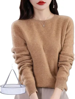LOSD Cashmere Sweater for Women - Merino Wool Crewneck Sweater