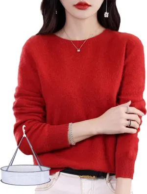 LOSD Cashmere Sweater for Women - Merino Wool Crewneck Sweater