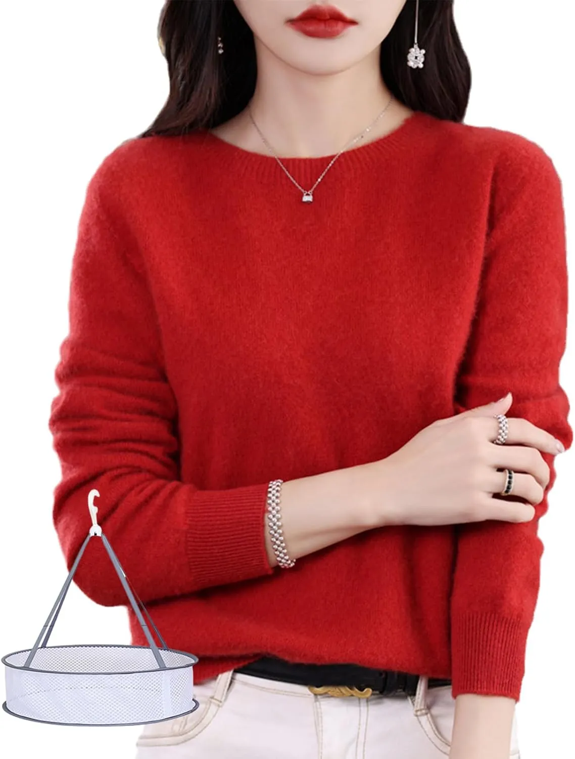 LOSD Cashmere Sweater for Women - Merino Wool Crewneck Sweater