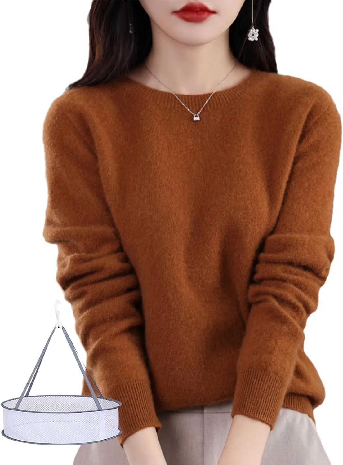 LOSD Cashmere Sweater for Women - Merino Wool Crewneck Sweater