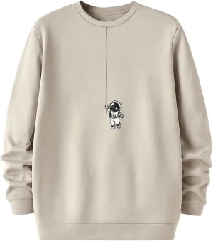 MakeMeChic Men's Casual Crewneck Cartoon Dinosaur Graphic Pullover Sweatshirt