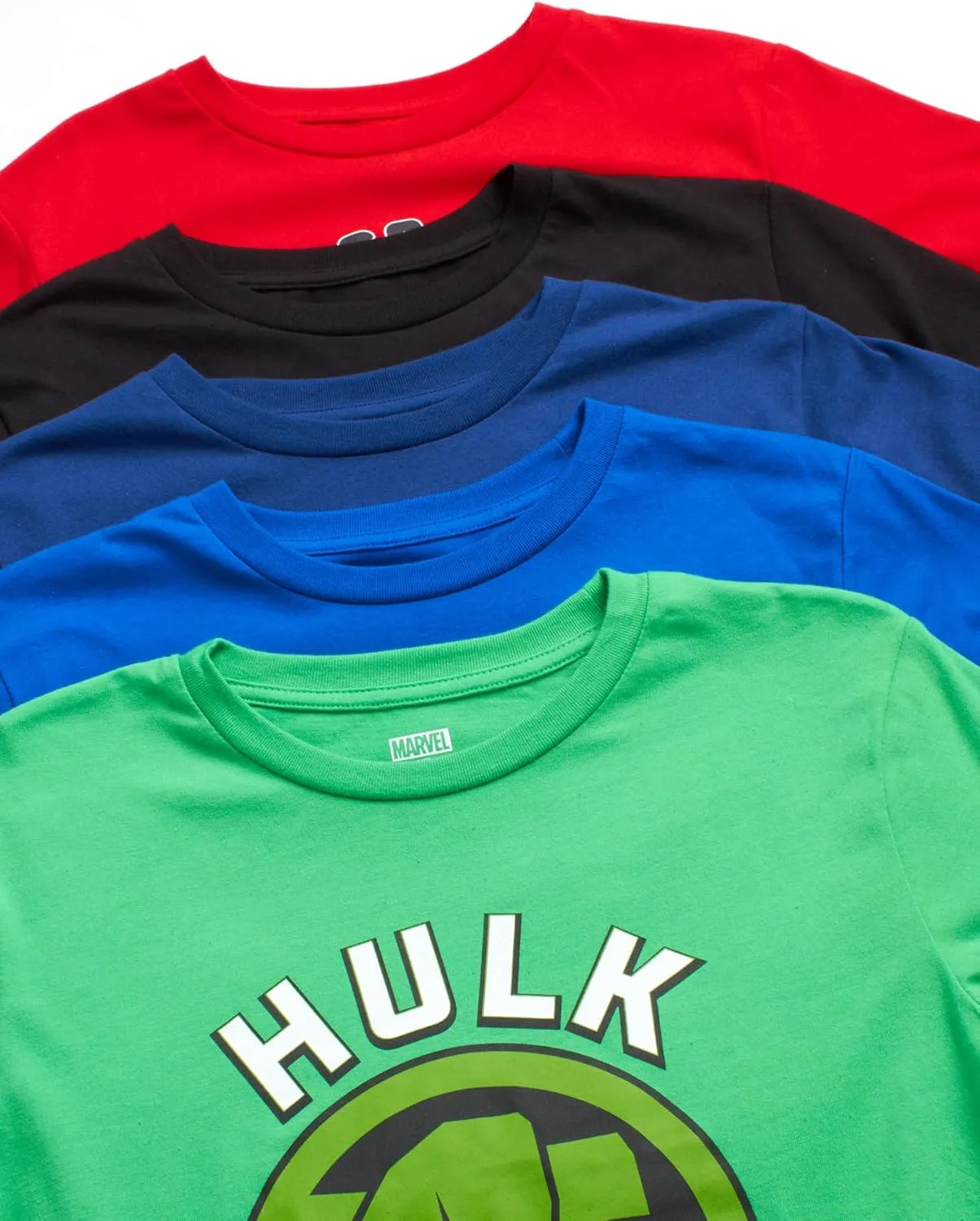 Marvel Avengers Boys Graphic Tees - 5 Pack Spiderman Hulk Captain America Iron Man Thor Short Sleeve Graphic T Shirts (2T-20)