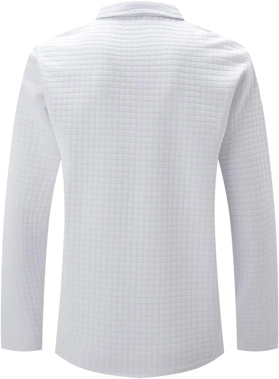 Men Golf Shirts Lapel Pullovers Waffle Classic Polo Shirts Button V-Neck Lounging Holiday Travelling Wears Clothes