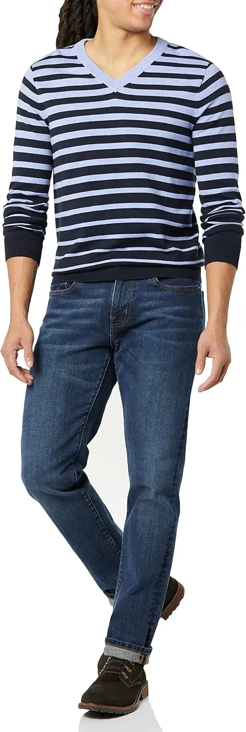 Men's 3D Variegated Stripe V-Neck Sweater