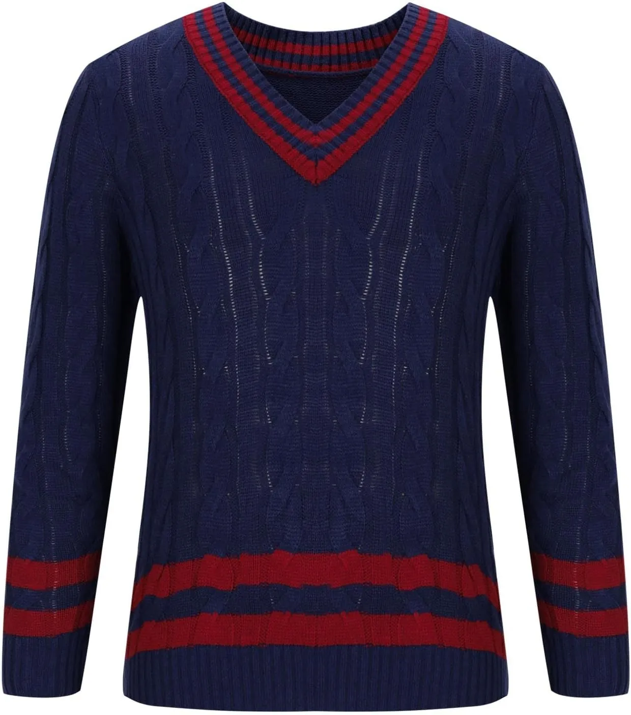 Mens Cable Knit V Neck Sweaters Color Block Pullover Sweater Long Sleeve Twist Sweater Casual Pullover Fashion Tops