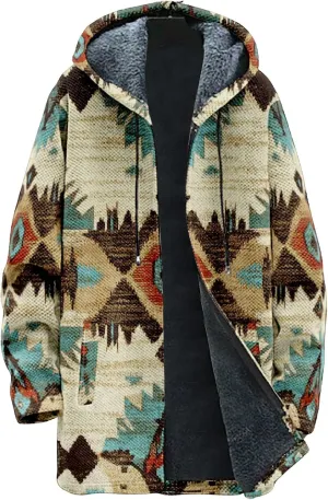 Mens Cardigan Sweater Vintage Western Aztec Print Graphic Hoodies Full Zip Sherpa Fleece Jackets Long Sleeve Coats