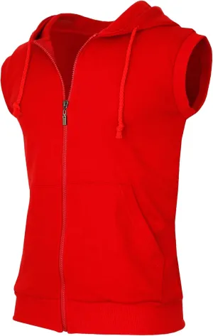 Men's Casual Zip-Hoodie Vest Cotton Sleeveless Zip up Hoodie Vest