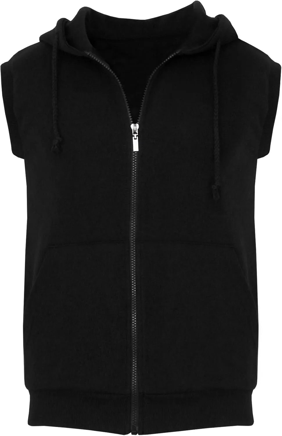 Men's Casual Zip-Hoodie Vest Cotton Sleeveless Zip up Hoodie Vest