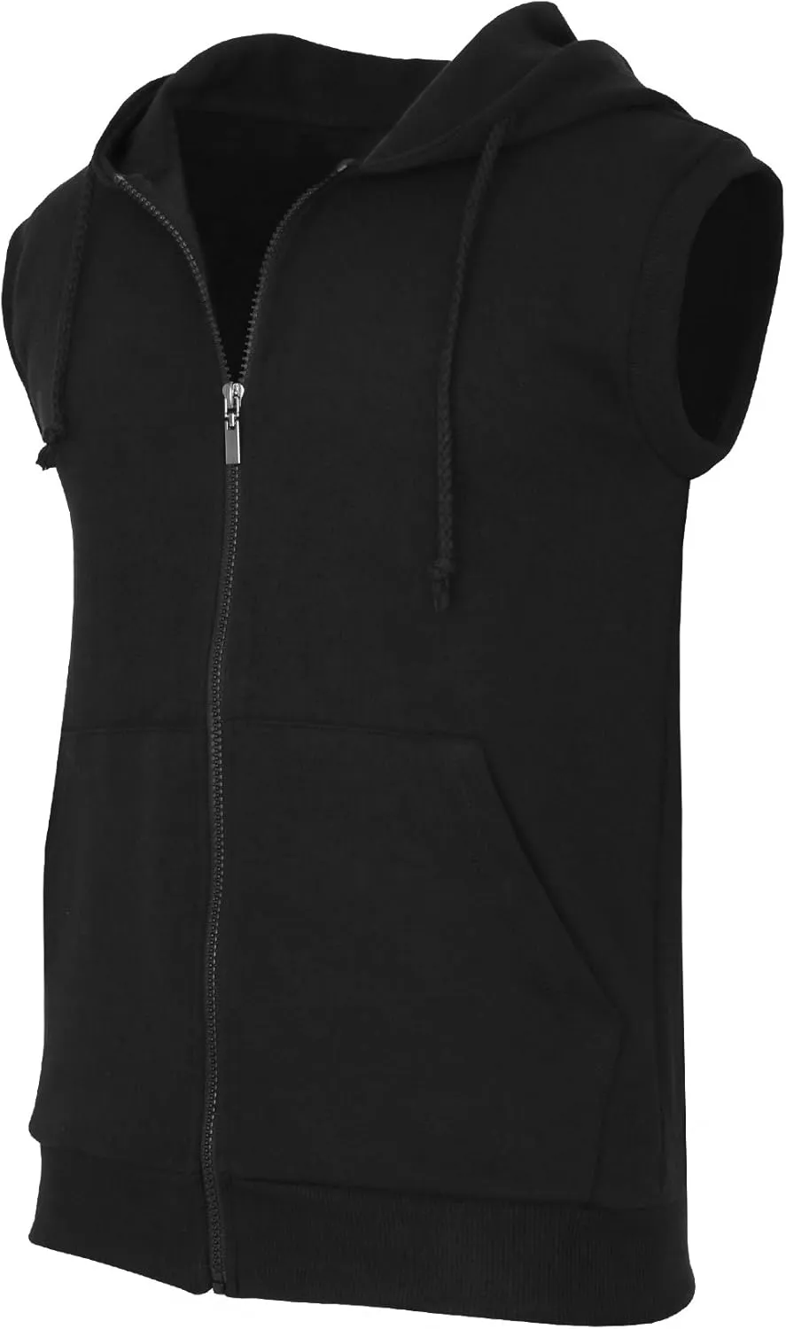 Men's Casual Zip-Hoodie Vest Cotton Sleeveless Zip up Hoodie Vest