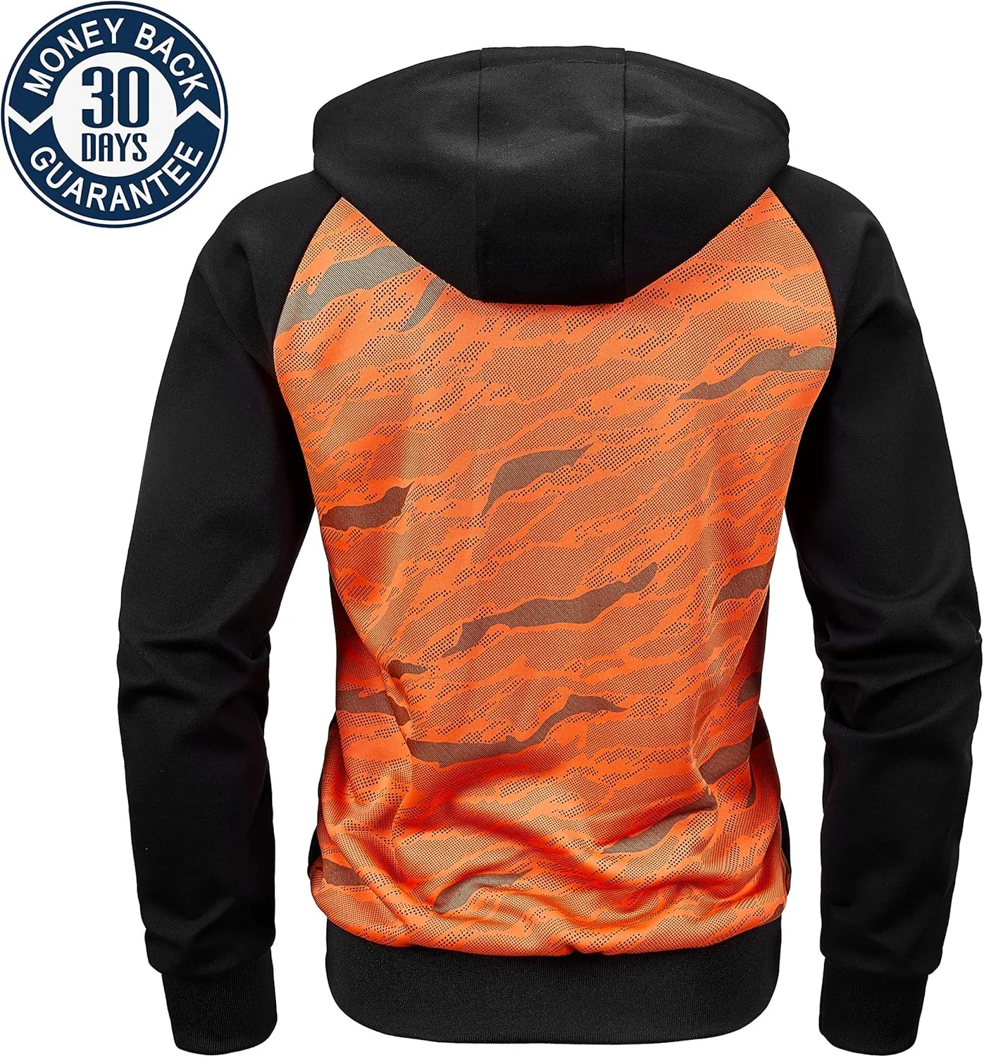 Men's Color Block Hoodie-Full Zip Ultimate Heavyweight Fleece Hoodie-Camo zip up hoodie With Kanga Pocket