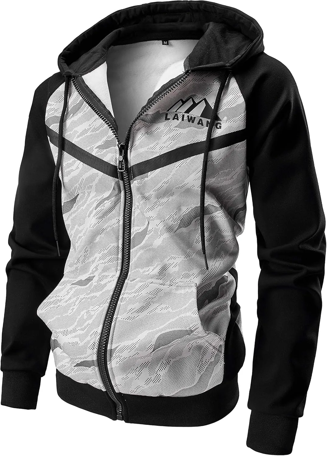 Men's Color Block Hoodie-Full Zip Ultimate Heavyweight Fleece Hoodie-Camo zip up hoodie With Kanga Pocket