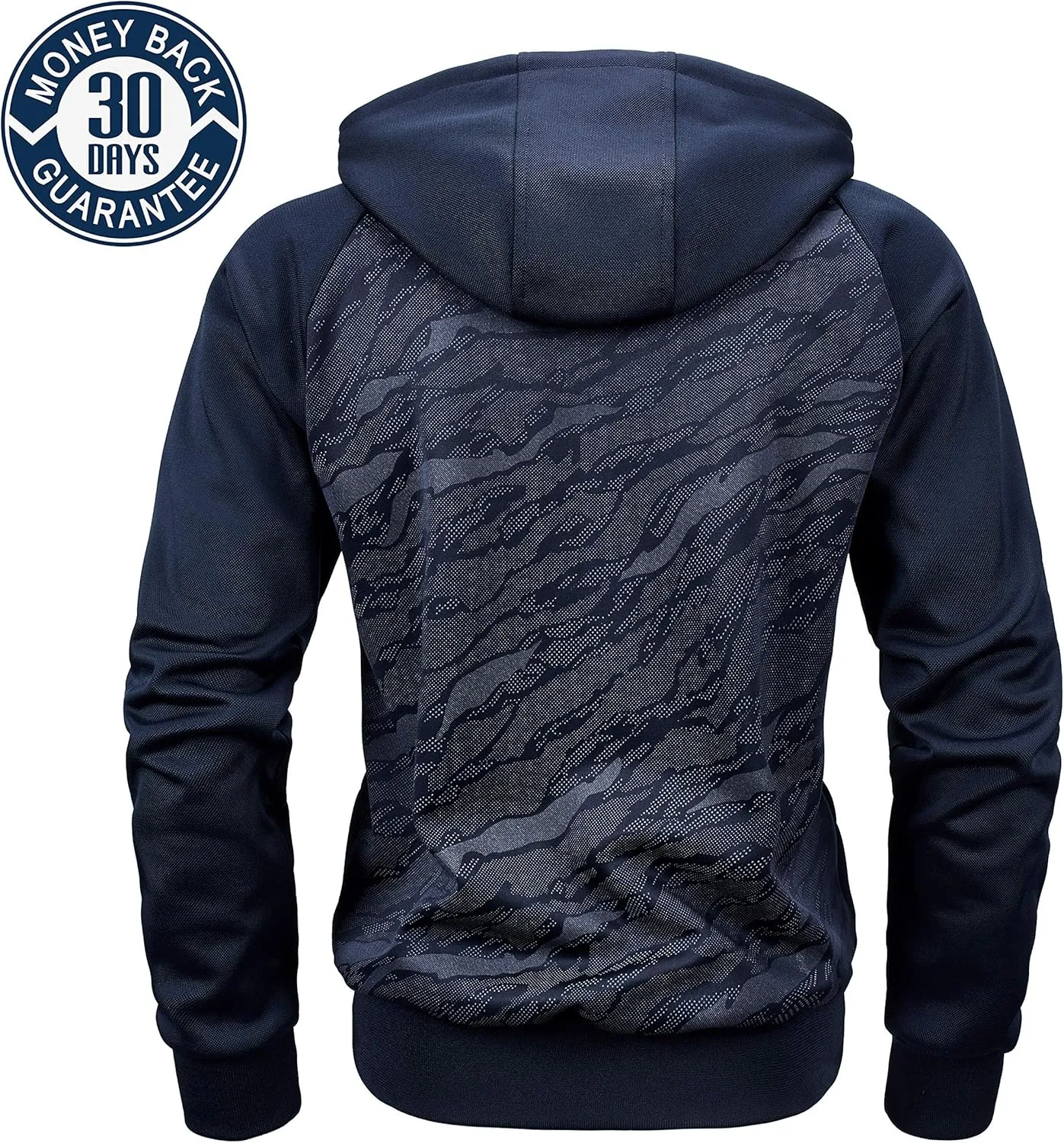 Men's Color Block Hoodie-Full Zip Ultimate Heavyweight Fleece Hoodie-Camo zip up hoodie With Kanga Pocket