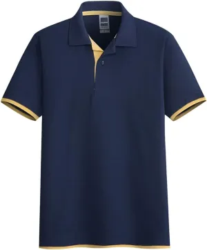 Mens Cotton Pique Polo Shirt Quick Dry Short Sleeve Golf Polo Shirts