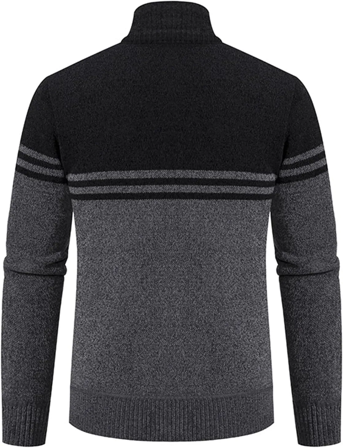 Men's Full Zip Knitted Cardigan Sweater Stand Collar Slim Fit Casual Long Sleeve Cable Knit Sweater with Pockets
