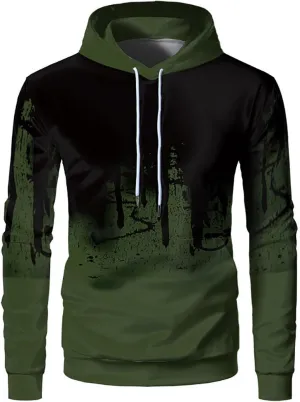 Men's Graphic Hoodies Casual Camouflage Sports Sweatshirt Long Sleeve Zipper Hooded Jacket Coat