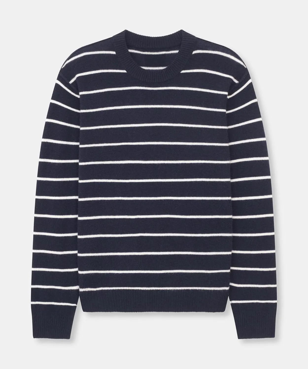 Men's Lightweight Reversible Cashmere Striped Crewneck Sweater