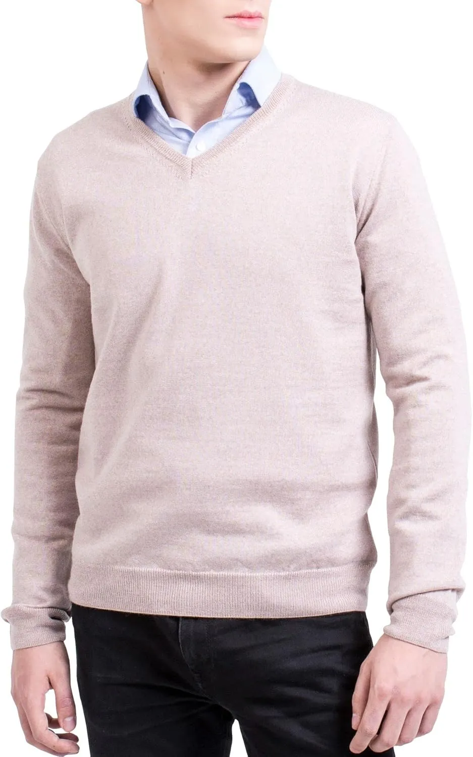 Mens Merino Wool V-Neck Sweater Pullover